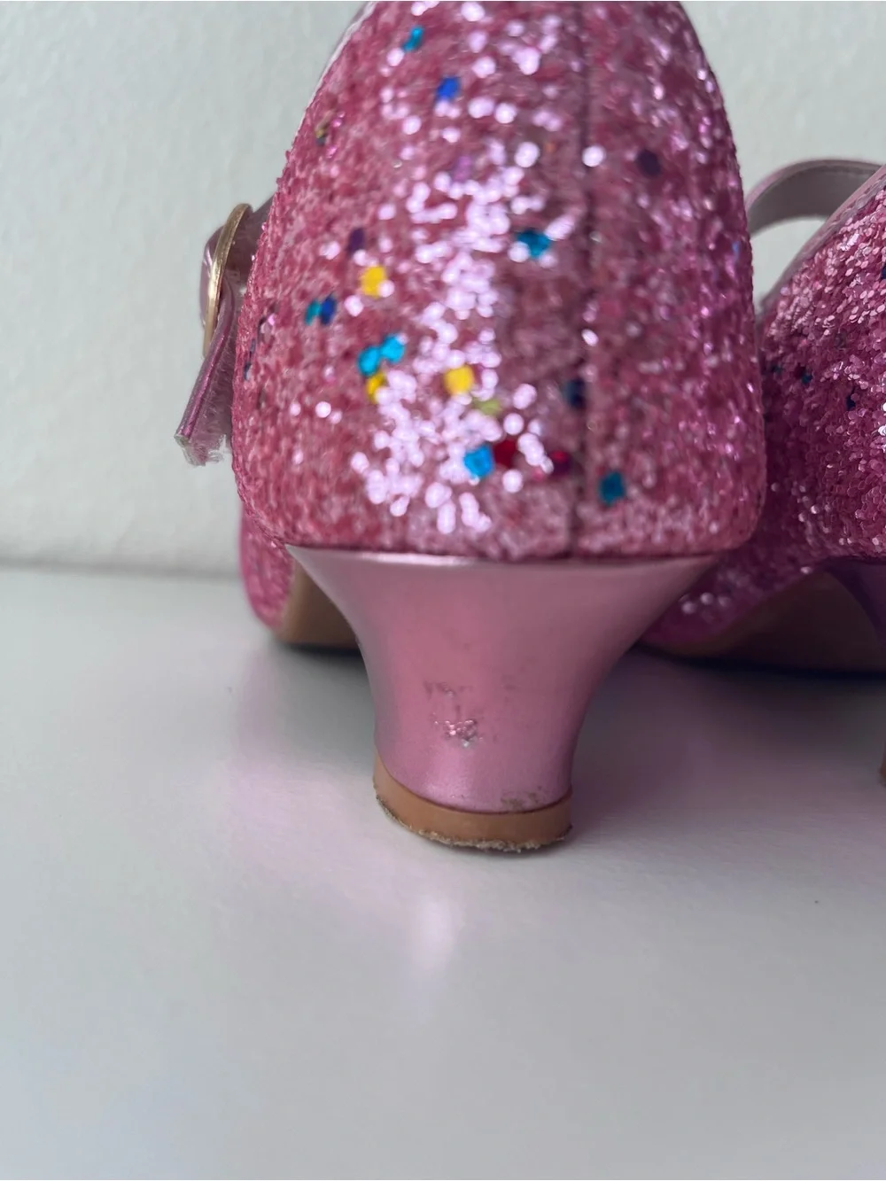Pink Glitter Bow Mini Heel Dress Up Shoes